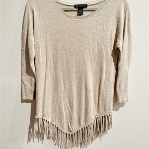 INC International Concepts Cream Asymmetrical 3/4 Sleeve Tunic